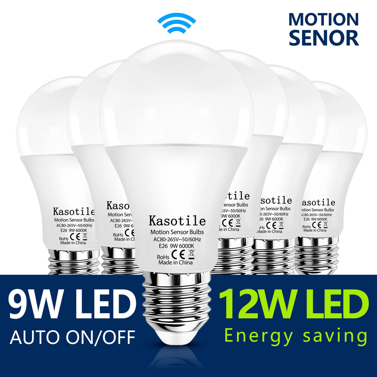 5/10 PACK 9W 12W Motion Sensor LED Bulbs E27 AC 80-265V Auto Dusk ON Dawn OFF Cold Warm Light for Garden Porch Outdoor Lighting