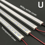 1-10 PCS LED Rigid Strip DC12V 50CM 20 Inch SMD5730 36LEDs U/V-Shaped Flat LED Aluminum Channel Rigid Strip for Indoor Lighting