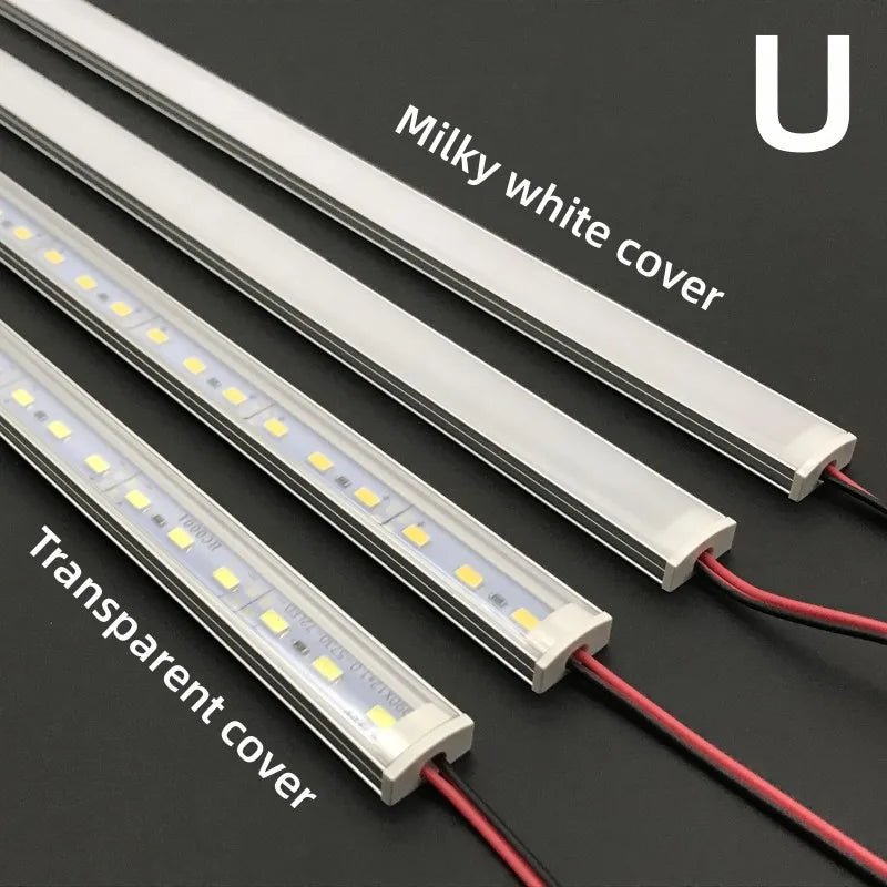 1-10 PCS LED Rigid Strip DC12V 50CM 20 Inch SMD5730 36LEDs U/V-Shaped Flat LED Aluminum Channel Rigid Strip for Indoor Lighting