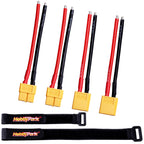Hobbypark RC Lipo Battery Cable Xt60 Male Female Connectors 14awg Silicone W/Battery Straps For Rc Cars Quadcopters (4pcs)