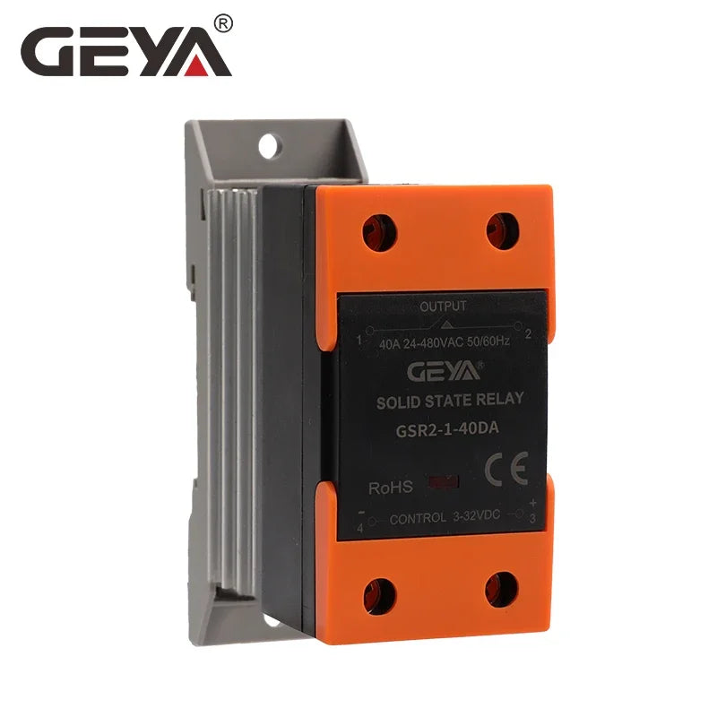 GEYA GSR2-1 SSR 10A 25A 40A 60A 80A 100A 120A Din Rail Mounted Solid State Relay SSR Single Phase With Heat Sink DD AA DA SSR
