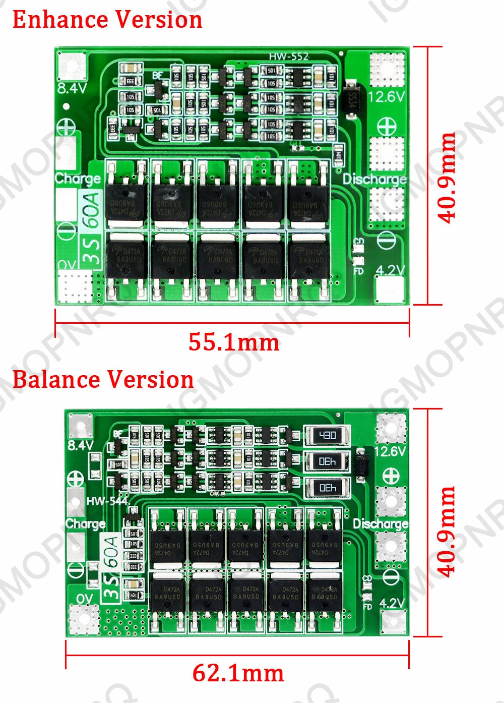 3S 6A 8A 10A 20A 25A 30A 40A 60A Li-ion Lithium Battery 18650 Charger PCB BMS Protection Board For Drill Motor Lipo Cell Module