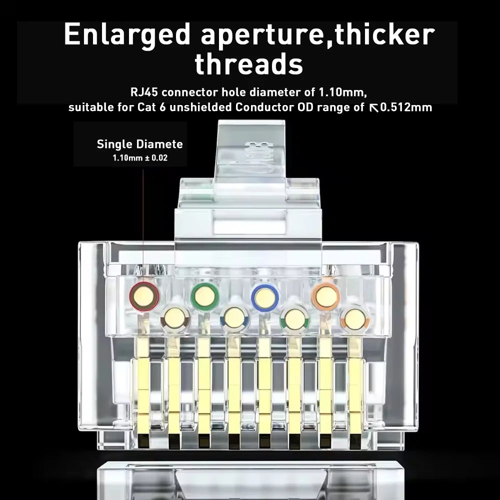 Natalink RJ45 CAT6/5e Connector Network Unshielded Modular Plug Adapter 30μ Gold-Plated 8P8C Crimp UTP for Ethernet Cable