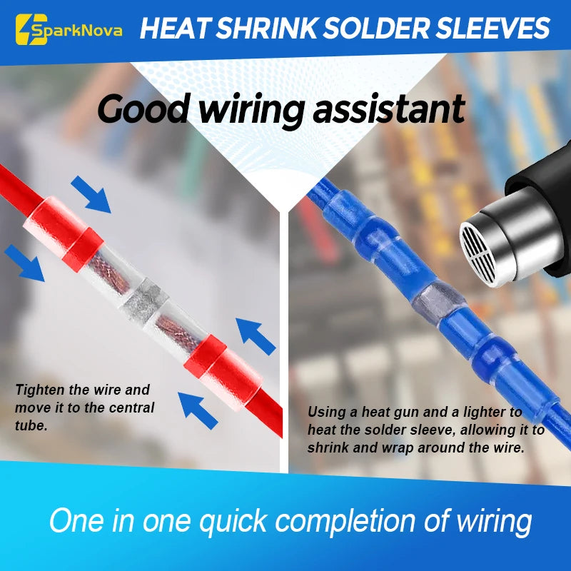 50-500Pcs Waterproof Heat Shrink Butt Connectors Solder Seal Wire Cable Terminals Electrical Splice Kit for Automotive Marine