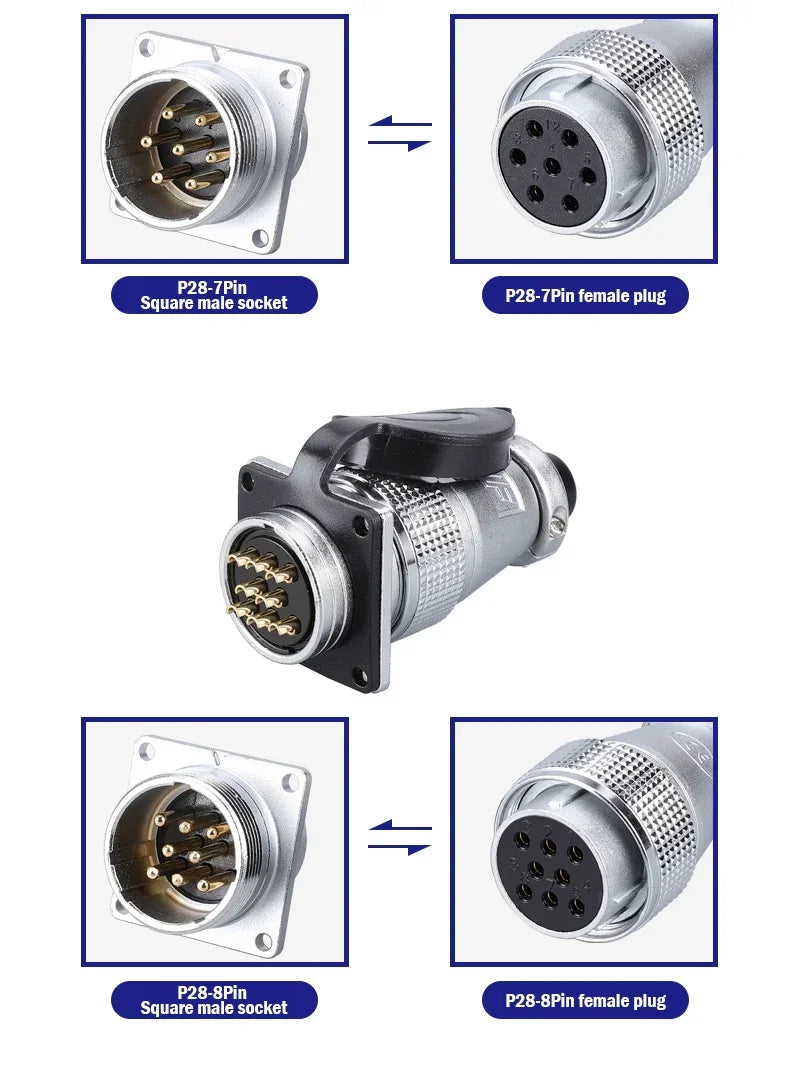PLS28 P28-2/3/4/5/7/8/10/12/16/17/20/24/26 Pin Aviation Connector Plug WS28 Male Female Plug Socket Connector