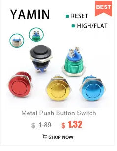 5pcs 12mm Metal Push Button Switch Self-locking Latching/Momentary Reset Waterproof High/Flat Round 2/3 pins Nickel plated brass