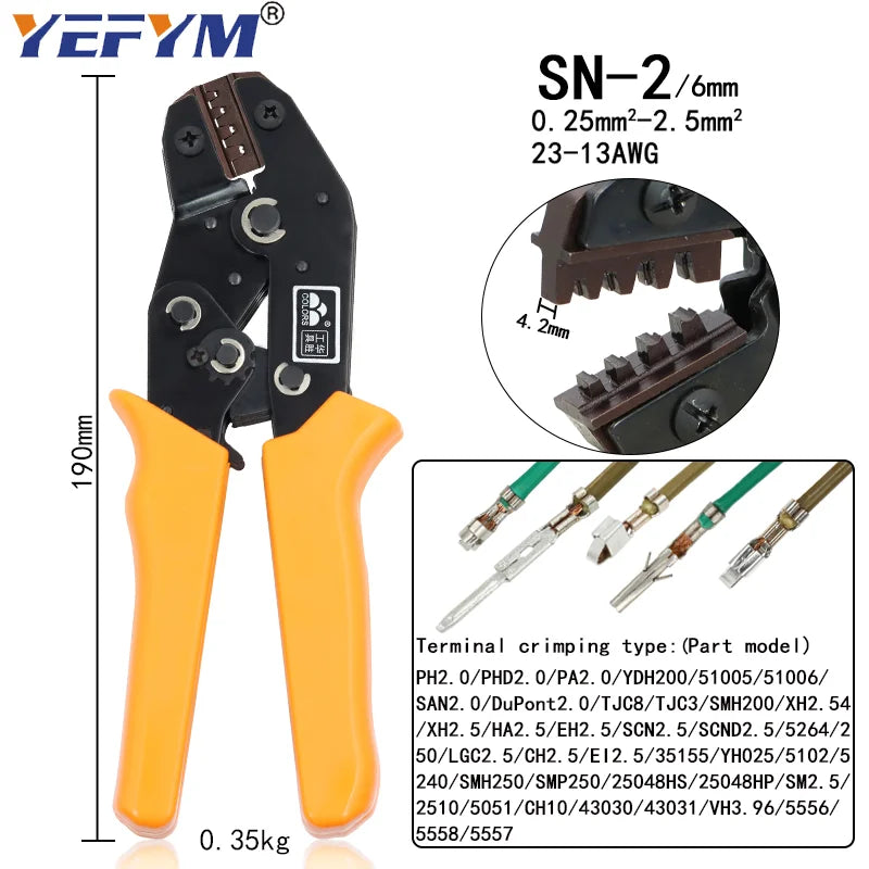 SN-48B Crimping Plier 0.5-2.5mm2 20-13AWG SN-28B/48B/2 Dupont XH2.54 KF2510 SM 2.54 3.96 TAB 2.8/4.8/6.3 Plug Type Terminal