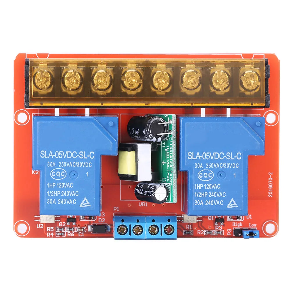 AC100V-250V 30A High Power 2-Channel Relay DC5V High low Level Trigger Switch Module