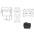 5Pcs Black Push Button Mini Switch 2Pin Snap-in On/Off Rocker Switch With Waterproof Cover