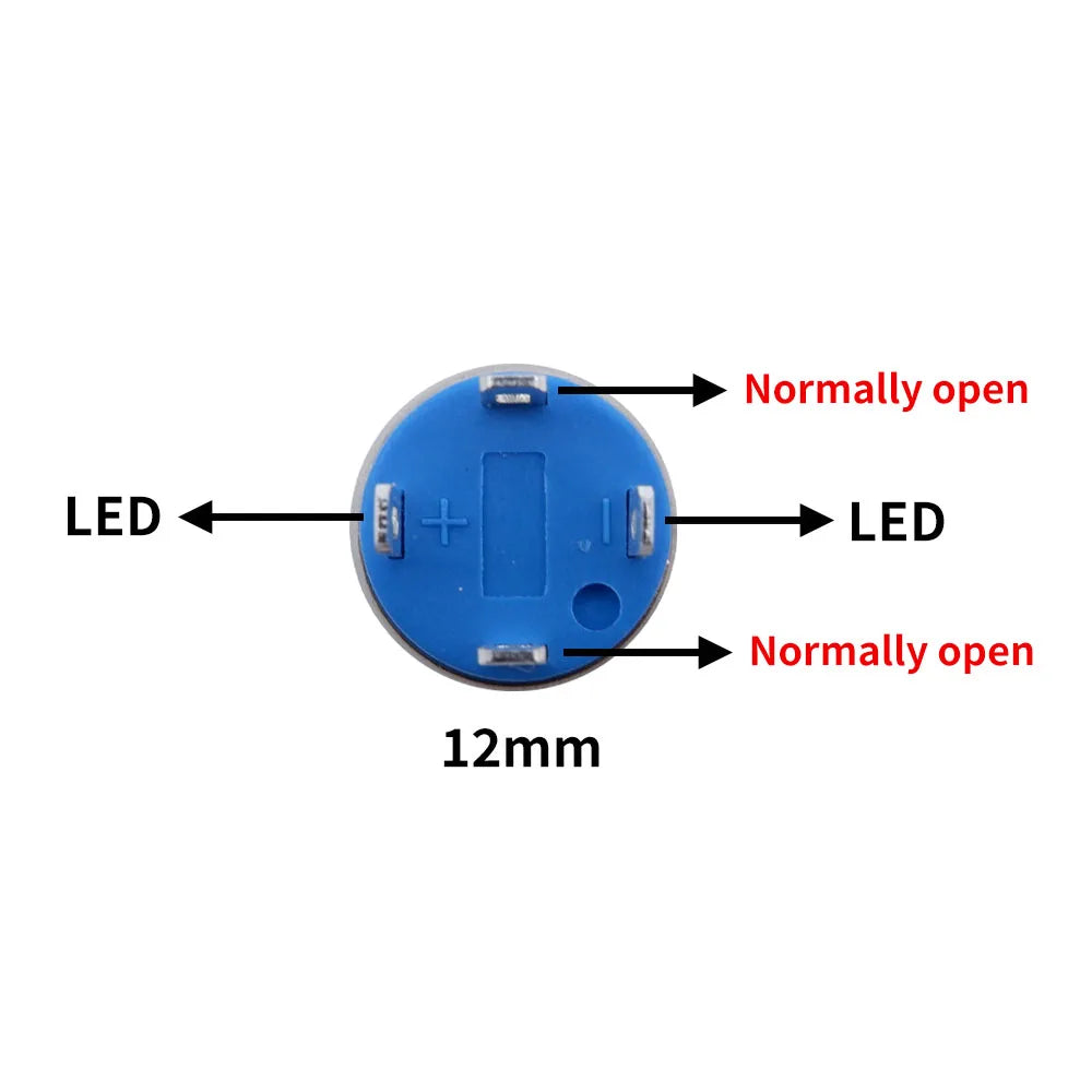 12/16/19/22mm Metal Push Button IP66 Waterproof Self Reset Latching Red LED 1NO1NC Plug Terminal 5V 12V 220V Control Switch Blue