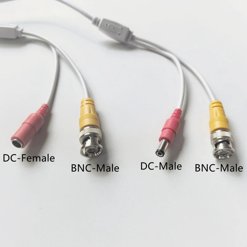 2-in-1 BNC + DC Power Video Extension Cable 5M/10M/20M/30M BNC Cable White Color for AHD CCTV Camera DVR Systems Security