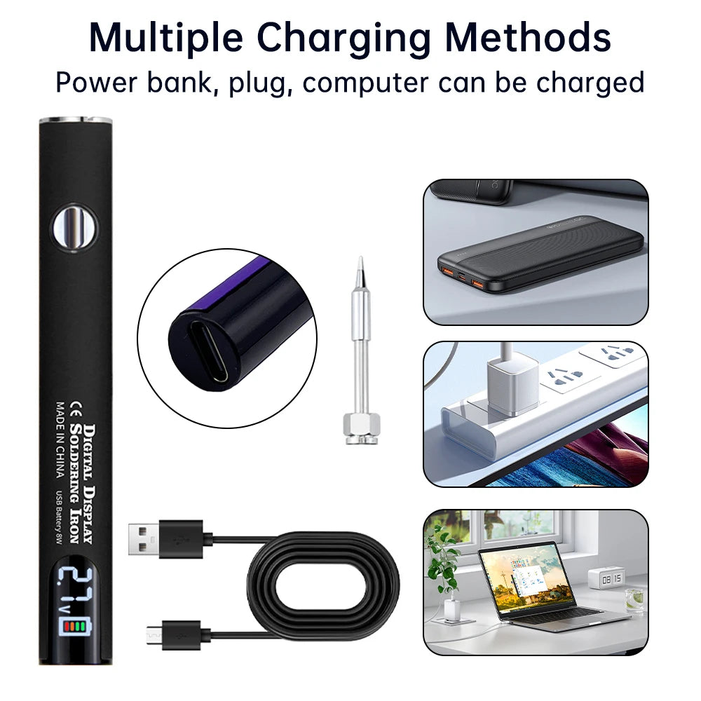 510 Mini Soldering Iron Pen Kit with Adjustable Voltage Smart USB Charger for Electronics Repair DIY Projects Smart Power Tool