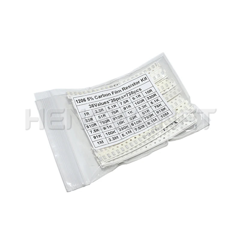 0402 0603 0805 1206 1210 2512 SMD Resistor Kit Assorted Kit 10k 100k 1k 1R 100R 220R 1% 5%