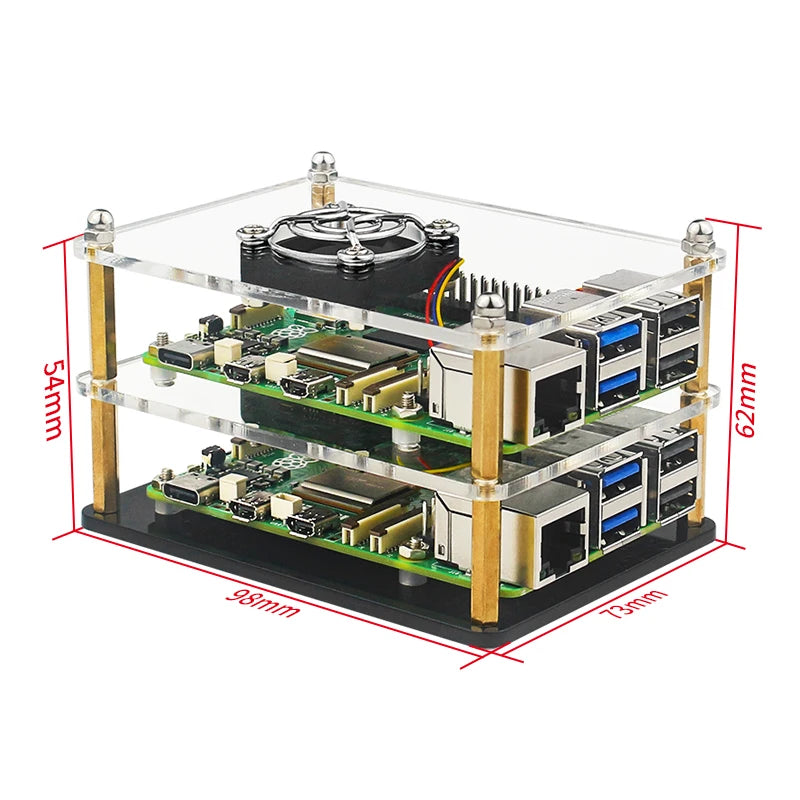 Raspberry Pi 5 Acrylic Case 1-5 Layer Transparent Enclosure PWN Cooling Fan Stackable Plate Shell for Raspberry Pi 5 RPi 5
