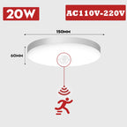 Motion Sensor PIR LED Ceiling Lamp 110V 220V Corridor Bedroom Toilet Light Human Body Induction