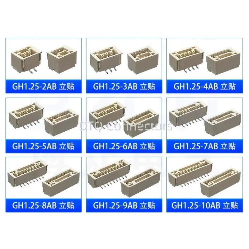 20Pcs GH 1.25mm with lock connector patch Vertical SMT 2/3/4/5/6/7/8/10P GH1.25 Connector Header Male