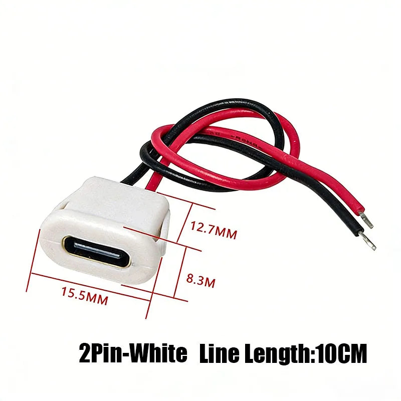 1/5PCS 2Pin 4Pin USB Type C Connector Jack Female With Card Buckle 3A High Current Charging Jack Port USB-C Charger Plug Socket