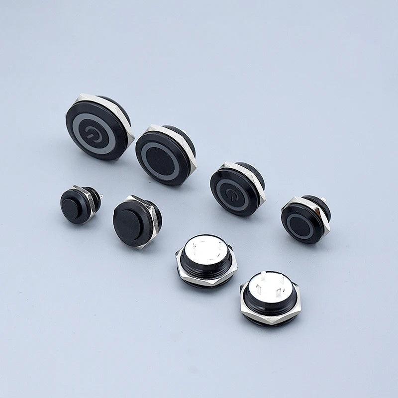 12mm 16mm 19mm 22mm Ultra Short Micro Stroke Stainless Steel Push Button Switch with LED Lamp Waterproof Self-reset/Momentary