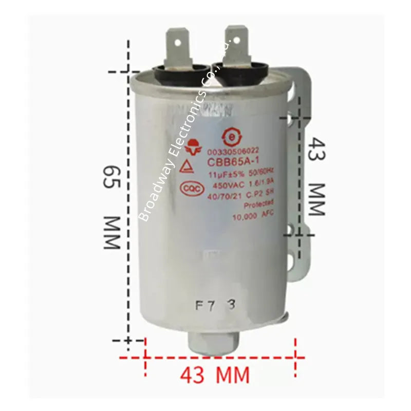 CBB65 full-automatic washing machine start capacitance 450V 8UF 10UF 11UF 12UF 13UF 14UF 15UF 16UF 20UF Single insert with screw