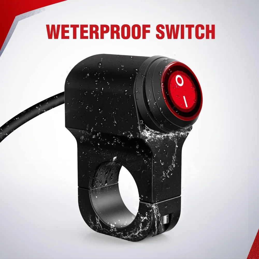 Nilight Motorcycle Handlebar Switch Plug and Play 12V ATV Light Push Button Waterproof ON Off Switches for UTV Driving Lights- Fits 7/8" Handlebars (22mm)