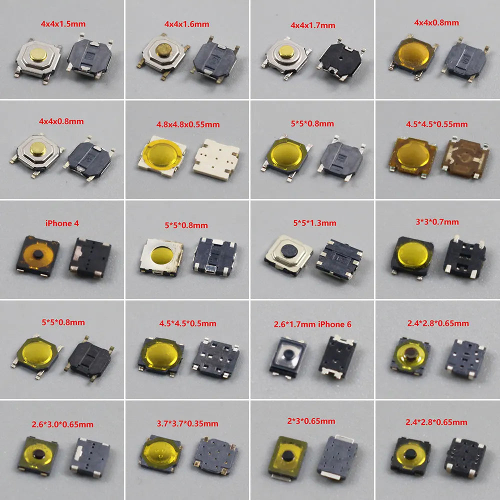 10Pcs/Lot Touch Tact Waterproof Switch Kit 4x4/5x5/4.5x4.5 SMT Micro Tactile Push Button Touch Switch 4 Pin LCD Monitor Repair ﻿