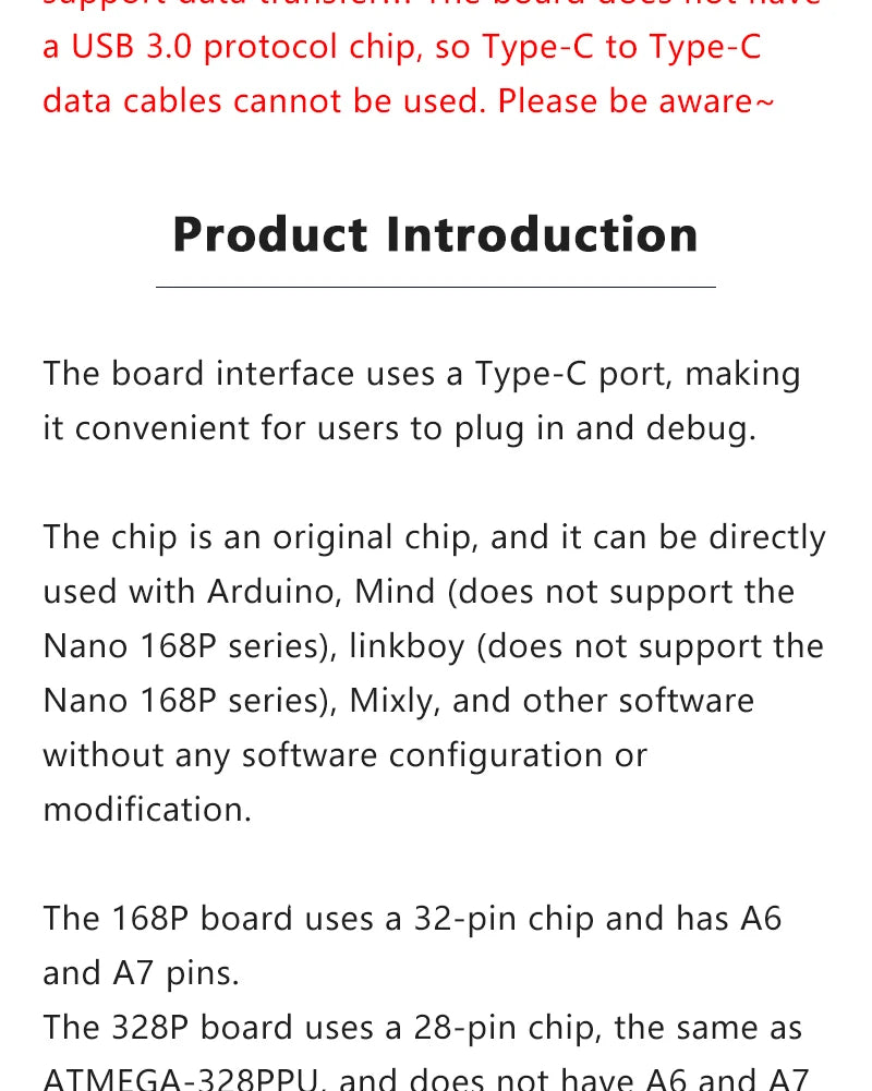 Nano V3 ATMEGA328P / ATMEGA168P Development Board CH340 Chip TYPE-C / MINI / Micro USB Interface Compatible For Arduino