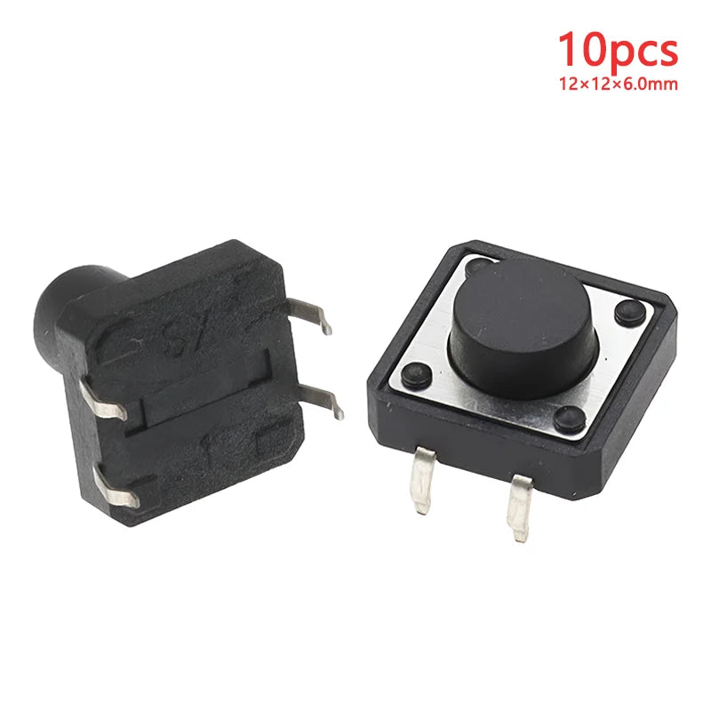 10pcs 12x12 Tact Switch Vertical 12*12*4.3/4.5/5/6/7/8/9/10/11/12/13mm Micro 4Pin Self-Reset Electronic Push Button Interruptor