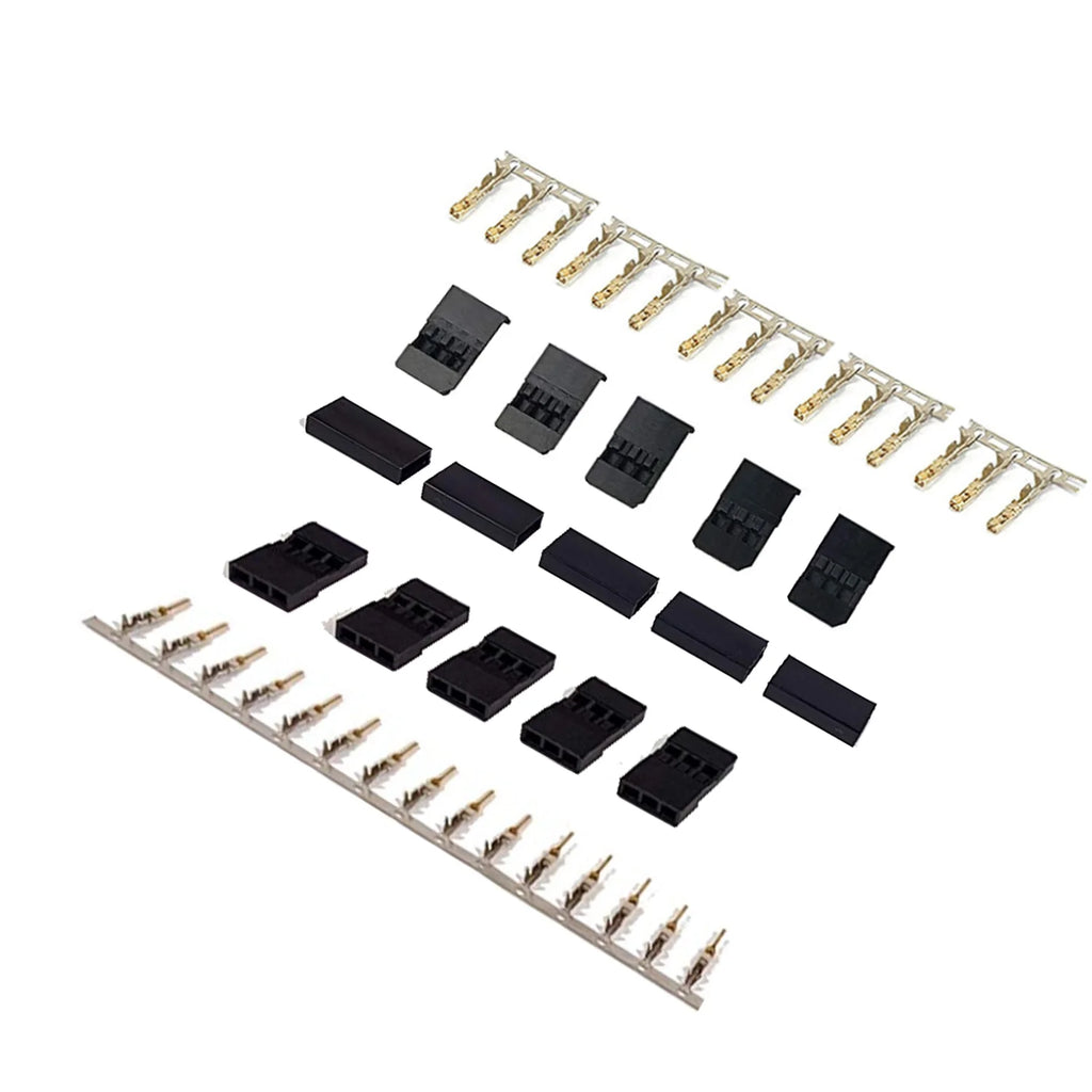 5/10 Pairs Jr Futaba Servo Receiver Connector Plug with Lock and Male Female Gold Plated Terminals Crimp Pin Kit for RC Battery