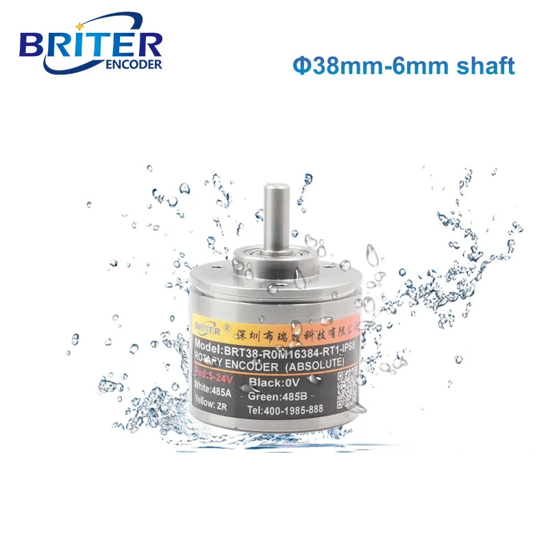 IP68 Absolute  Encoder Rotary Multi Turn 6mm solid shaft Angle Measurement RS485 CAN Power Off Memory Waterproof