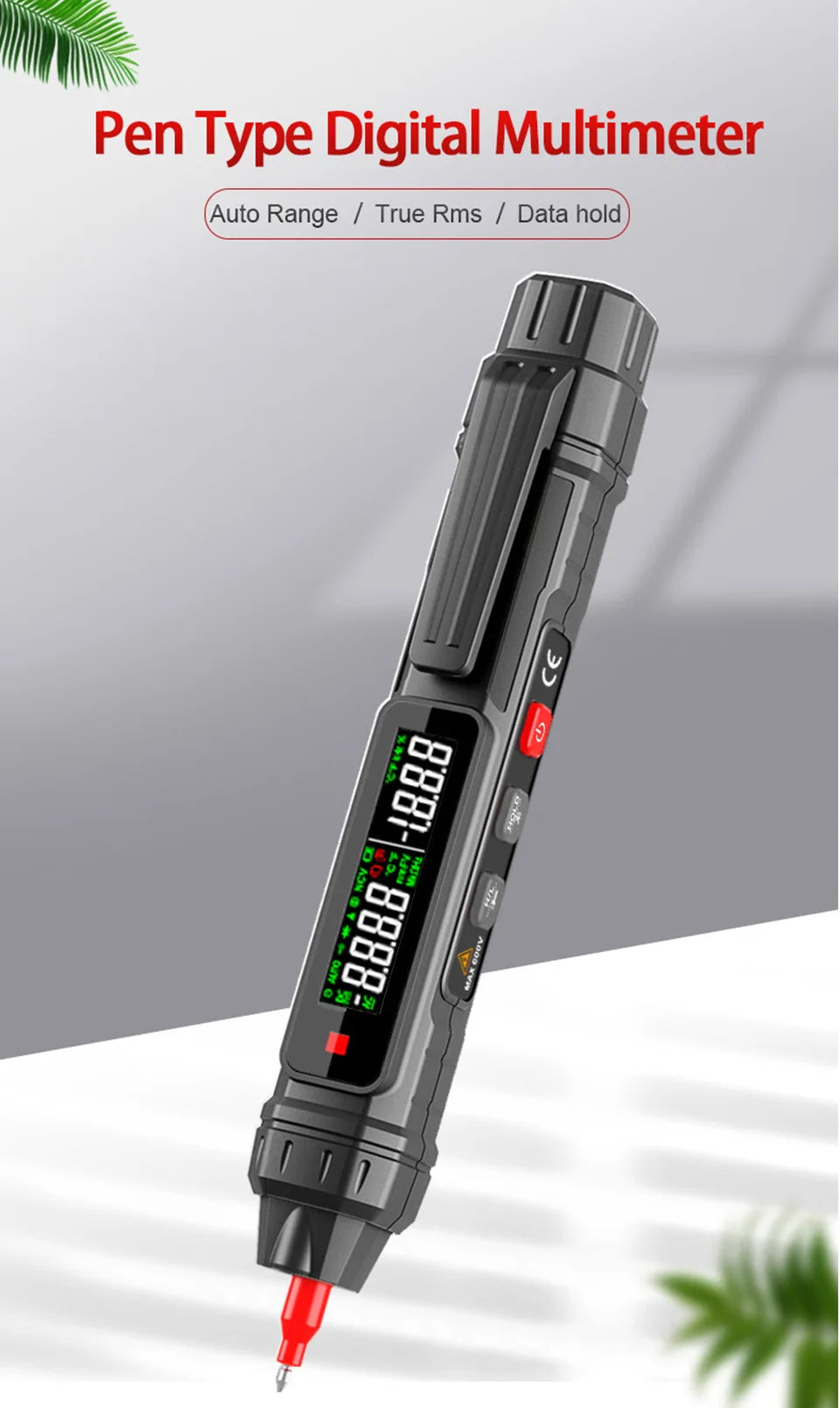 Smart Digital Multimeter 6000 Counts Non Contact High Precision Voltage Detector Pen Auto Range Capacitance OHm NCV Tester
