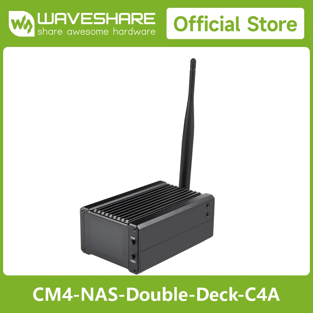 Waveshare Network Attached Storage(NAS) All-In-One Mini-Computer For Raspberry Pi Compute Module 4, CM4104008 Optional