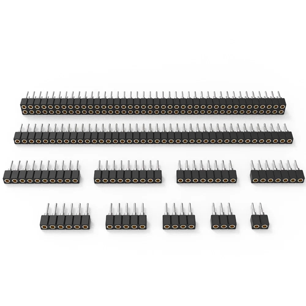 100pcs 1X2/3/4/5/10/15/20/40P RGB RGBW LED Strip PCB Connector Round Hole Right Angle DIP Gold IC Crystal Female Male Pin Header