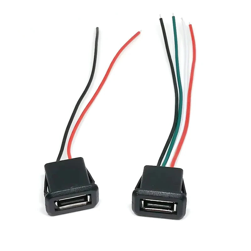 USB 2.0 Female Base 2P/4P Direct Pressure Buckle Welding Wire Type A-Port Waterproof Socket Charging Female Plug