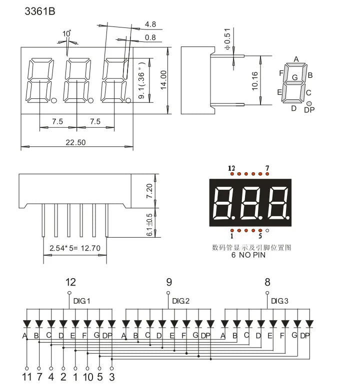 5pcs Led Digital Tube Display 0.28/0.36/0.4/0.56/0.8-inch 1/2/3/4-bit 7 Segment Common Cathode/anode Red/white/yellow/green/blue