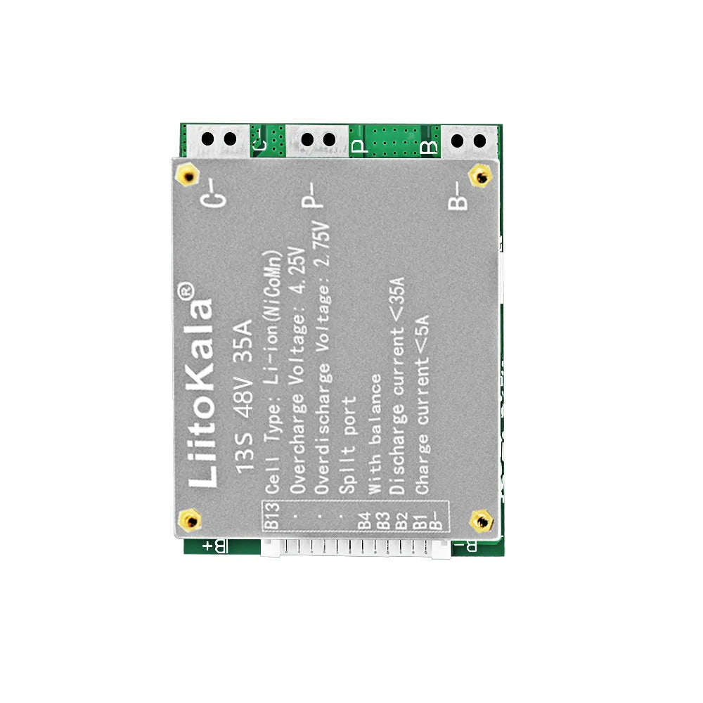 liitokala BMS 13S 35A 48V Li-ion Lithium 18650 Battery Pack Charge Protection Board with Balance PCM PCB arduino Board Module