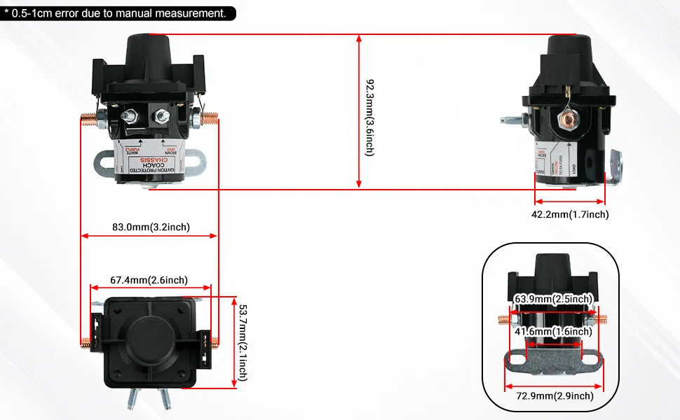 0100055000 Battery Disconnect Relay for RV - 12V Latching Solenoid, Compatible with Intellitec 01-00055-000