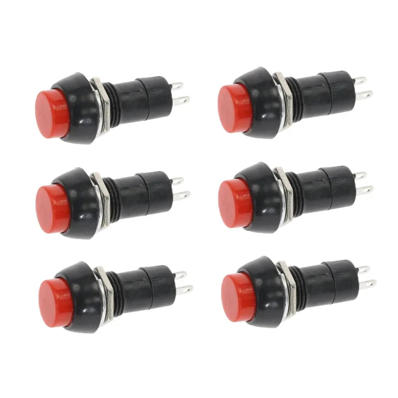 6PCS PBS-11A PBS-11B 12mm self-locking / Self-reset Plastic Push Button Switch Latching Momentary Switchs 3A 250V AC 2PIN 6Color