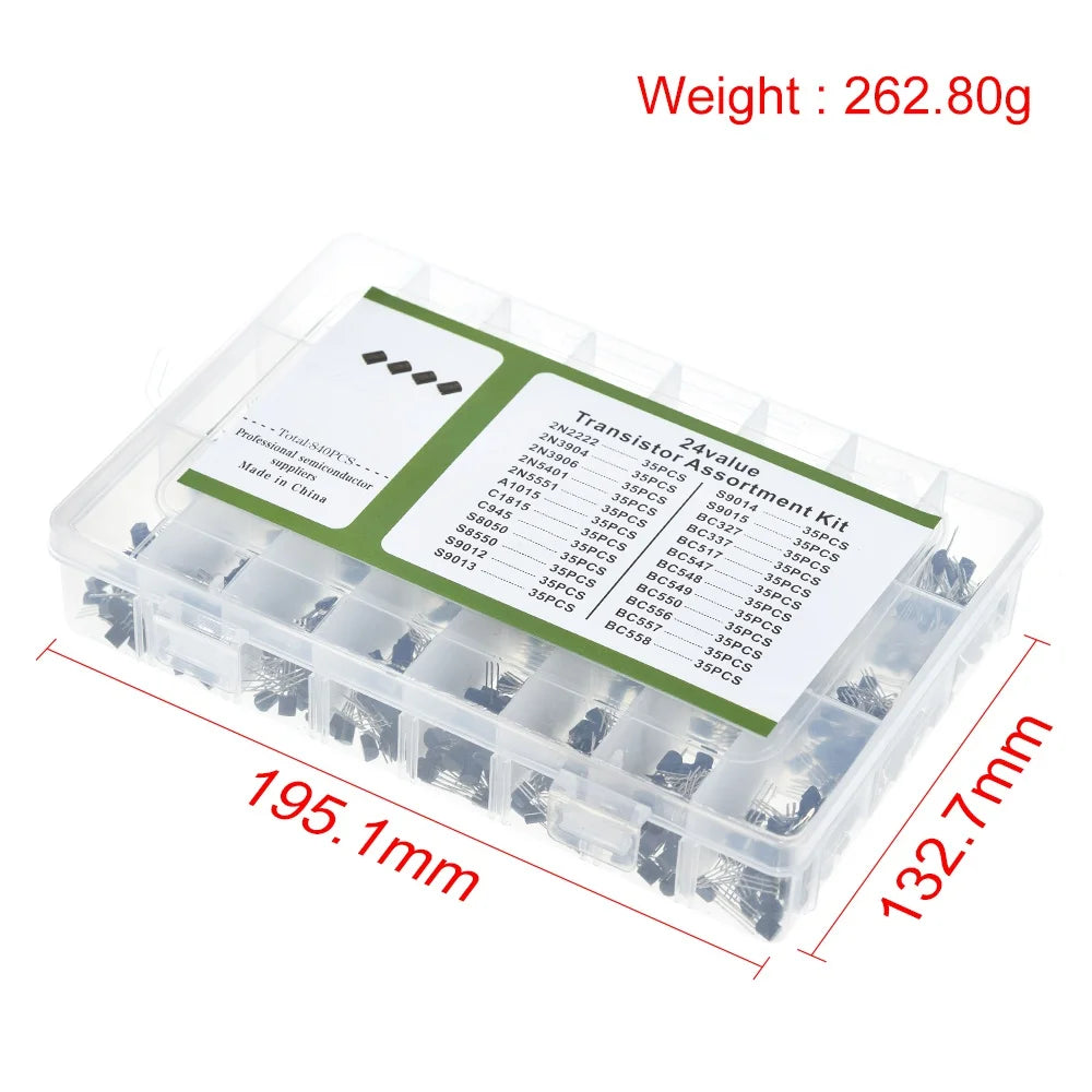 1BOX=840pcs 24Values TZT 2N5401 BC517 BC557 BC547 BC558 BC327 BC337 2N2222 2N5551 S9015 S9012 3904 3906 C945 C1815 S8550 A1015