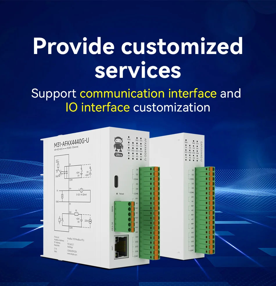 Distributed Remote IO Module RJ45 RS485 AI/DI/DO Modbus TCP RTU CDSENT M31-U Series Switch Analog Input/Ouput Rail Installation