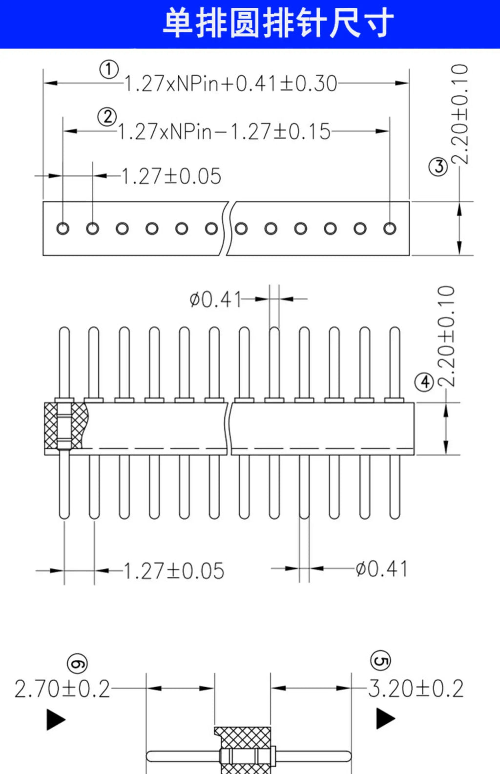 1x40P 1.27mm 2.0mm 2.54mm Round Hole Male Tin Gold Female Pin Header Single Row 0.1" Breakable PCB IC Crystal Transistor Socket