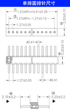 1x40P 1.27mm 2.0mm 2.54mm Round Hole Male Tin Gold Female Pin Header Single Row 0.1" Breakable PCB IC Crystal Transistor Socket