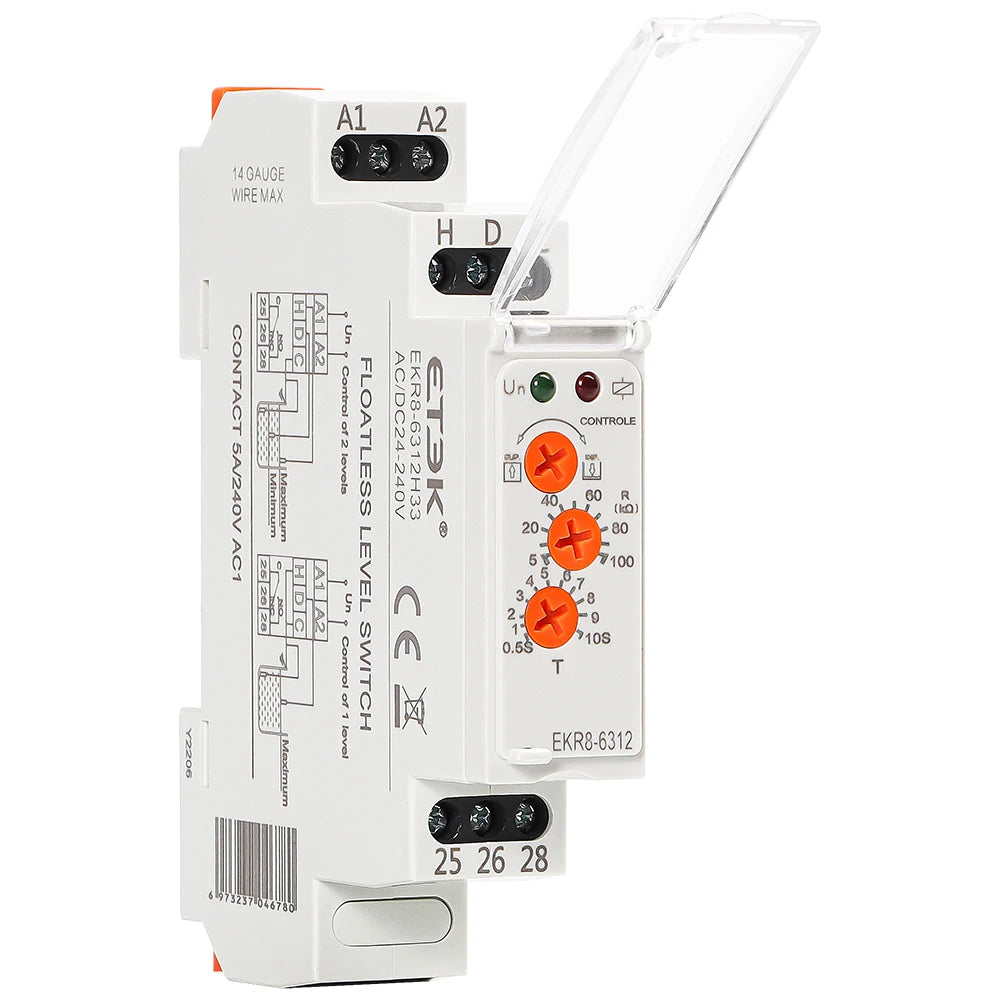 ETEK Floatless Water Level Relay Switch Electronic Liquid Level Controller 5A  AC 220V  SPDT 12V EKR8
