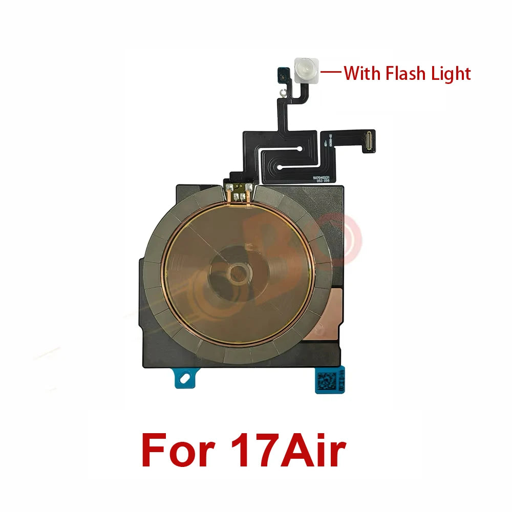 Wireless Charging Coil Sticker With Flash Light Flex Cable For iPhone 17 Air Pro Max Promax Wireless Charger Replacement (1PC)