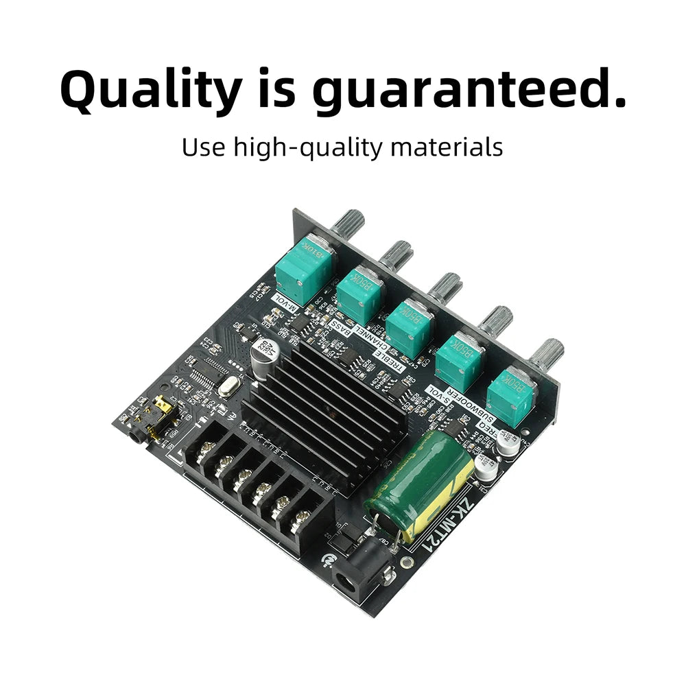 MT21 2.1 Channel Bluetooth 5.0 Digital Amplifier Module 100W+50W+50W Subwoofer Audio Board Treble Bass Adjustment AUX Input for Speaker DIY
