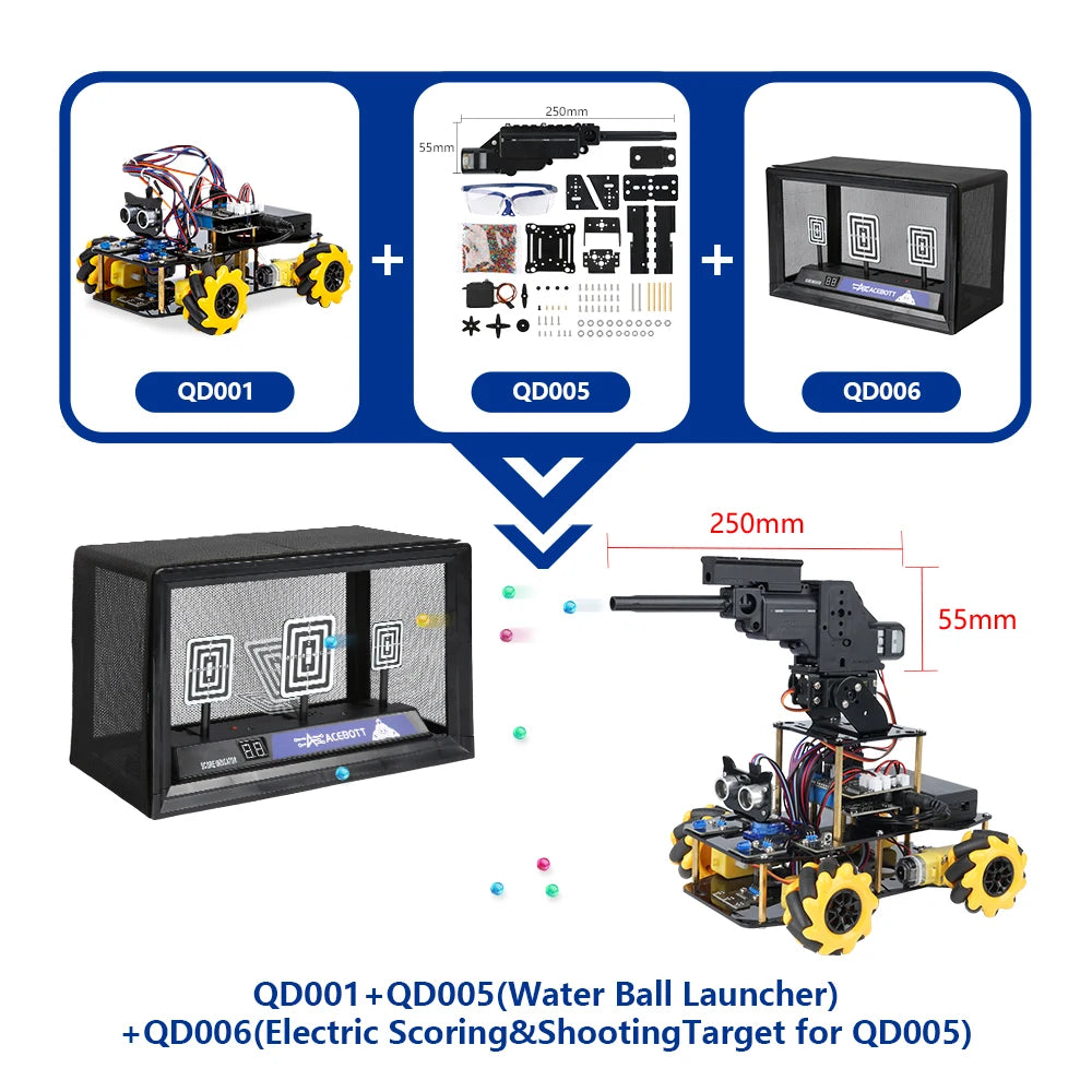 ACEBOTT Robot Toy Starter Kit for Arduino Project with ESP32 and Code Learning Develop Skill Full Version Smart Car Kit