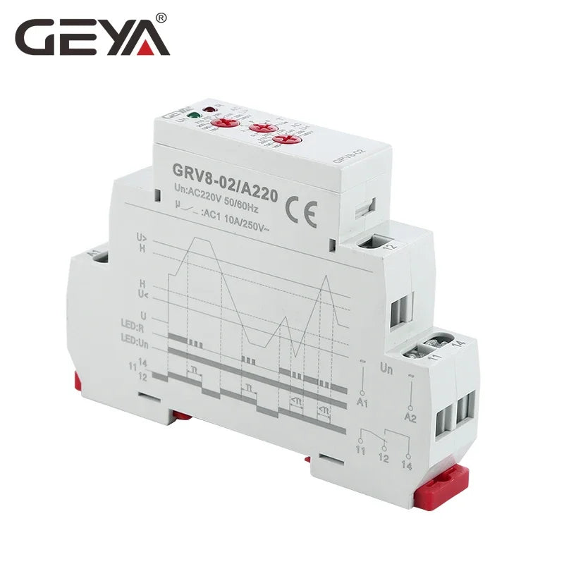 GEYA Voltage Monitoring Device Over-voltage and Under-voltage Protection Relay DC 12V 24V 48V 110V 220V 240V