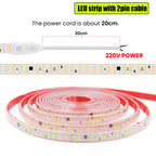 AC 220V LED Strip Waterproof 240Leds/M 3000K 4000K 6000K Home Decor Self Adhesive Tape Chain Light Flexible Ribbon Strip