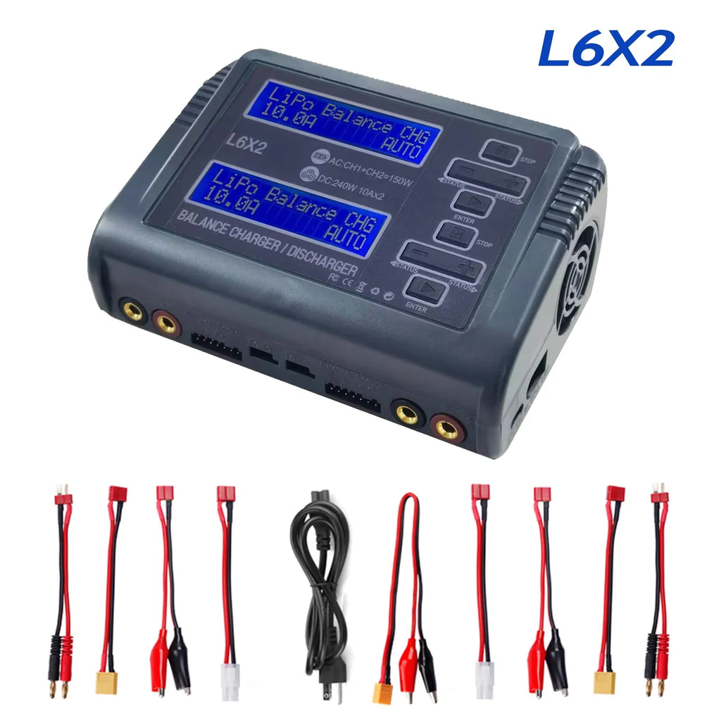 HTRC L6X2Lipo Intelligent Balanced Charger for RC Model Aircraft Dual Channel 2-6S Remote Control LiPo Battery Charger