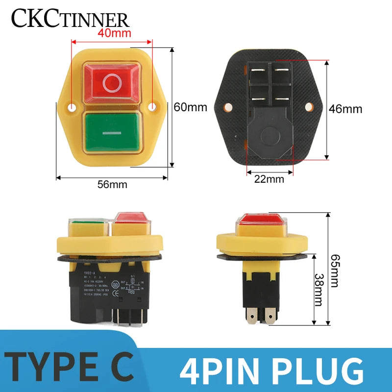 YH02A Electromagnetic Starter Push Button Switches Machine Tool Equipment IP55 Waterproof Safety Witch 28A Replace KLD28A KJD17A