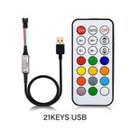 WS2811 WS2812B WS2813 WS2815 LED Pixels Strip Light Controller 3/4PIN USB/DC RF 14/17/21Keys LED Tape Remote Controller DC5-24V